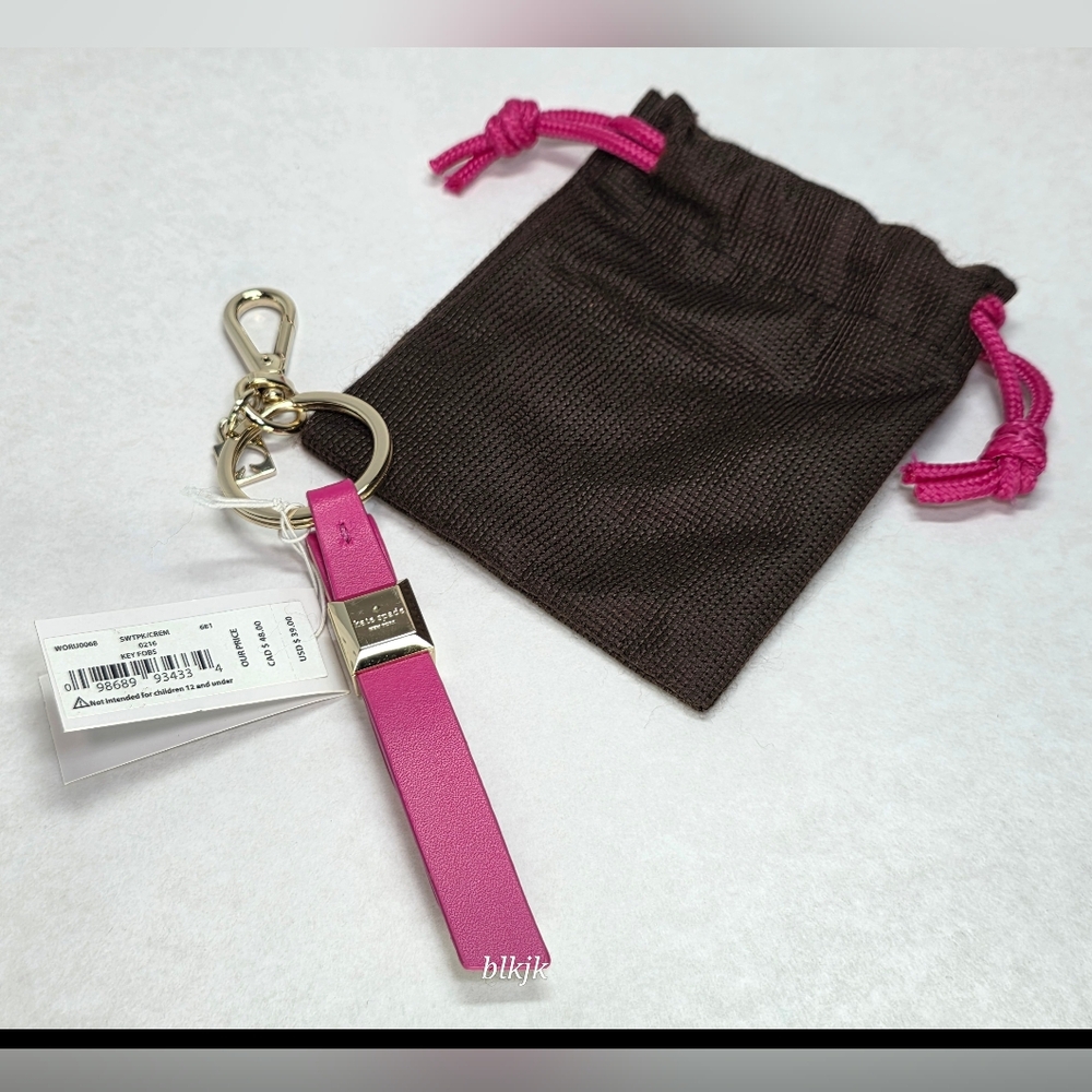 kate spade Key Fob/Bag Charm *Pink/White* NWT - Picture 2 of 12